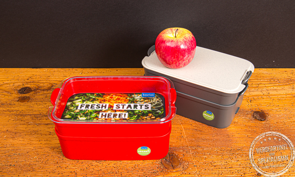 Koziol Lunchbox Stakk als Bentobox &ndash; nachhaltiger Werbeartikel mit Logo.