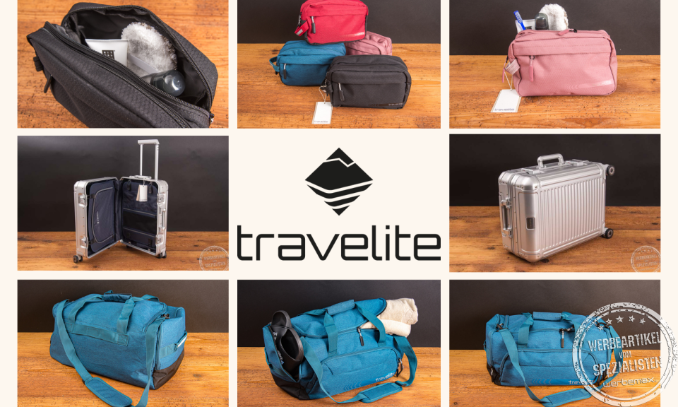 Travelite Kulturtaschen, Reisetaschen und Aluminium-Trolley als hochwertige Marken-Werbeartikel für Unternehmen und Mitarbeitergeschenke.