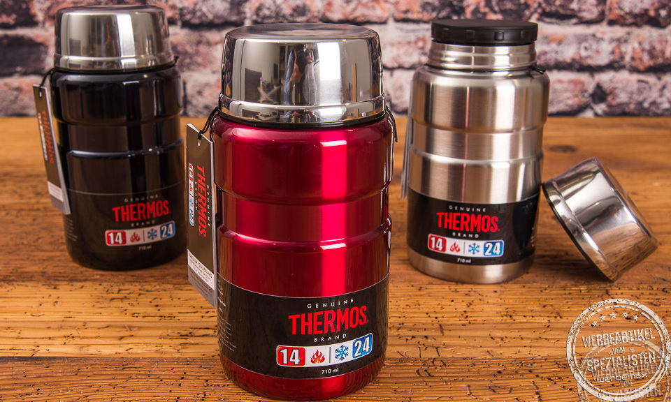 Thermos Food Jar mit Logo als langlebiger Edelstahl Werbeartikel f&uuml;r Unternehmen.