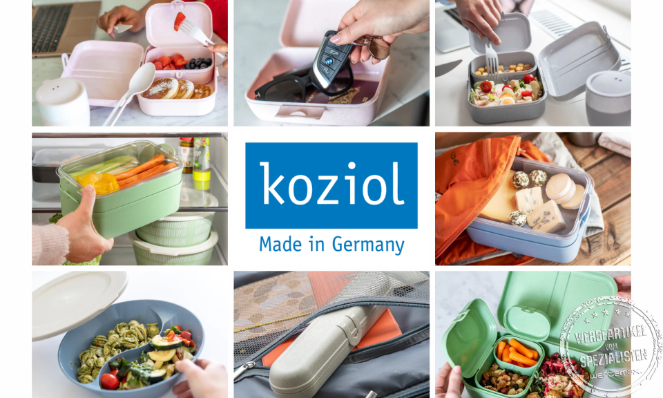 koziol Design Made in Germany &ndash; nachhaltige Werbeartikel wie Lunchboxen, Bentoboxen und Mehrwegbecher im Einsatz.