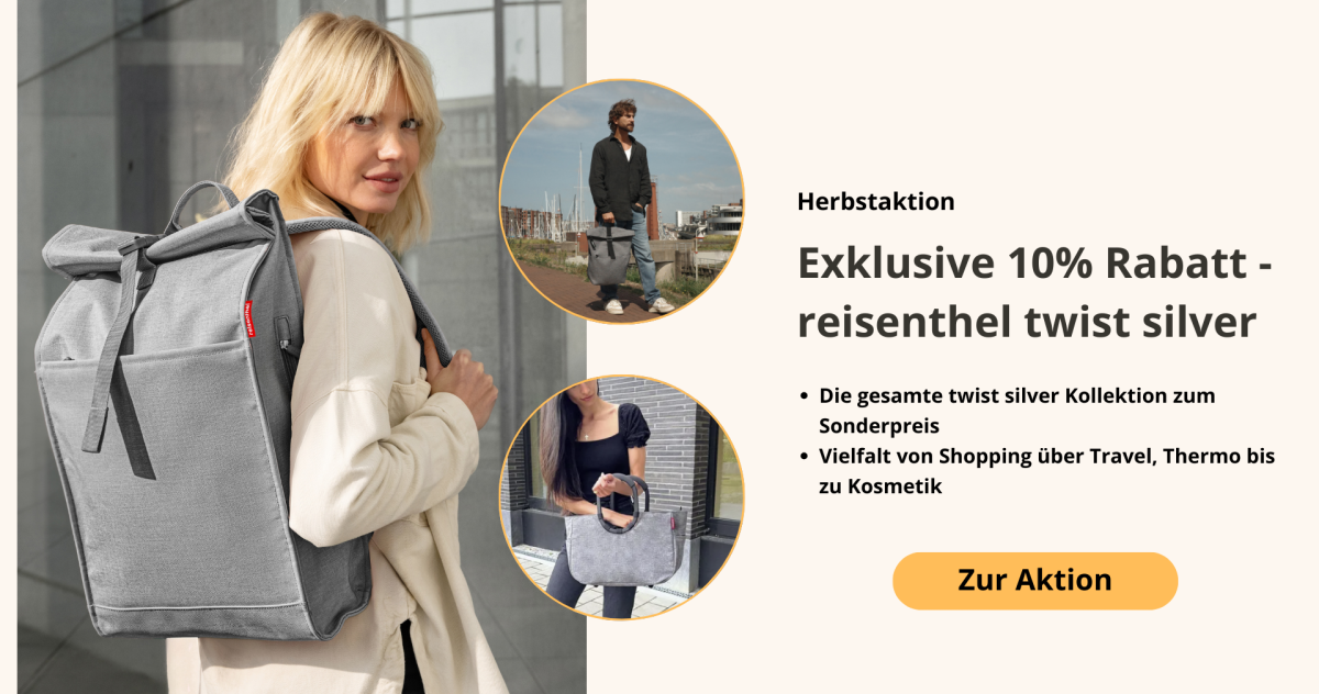 reisenthel twist silver Kollektion – stilvolle Taschen, Rucksäcke und Shopper als exklusive Werbeartikel mit 10 % Rabatt Herbstaktion