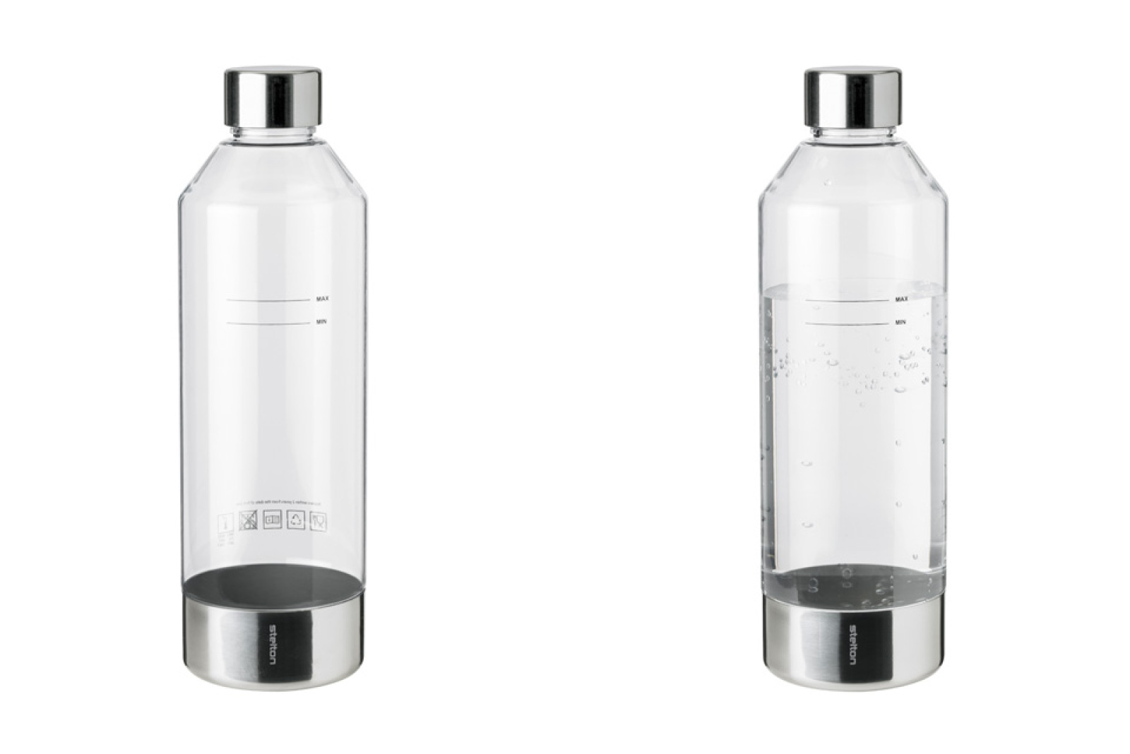 Wasserflaschen für Wassersprudler Stelton BRUS mit Logogravur