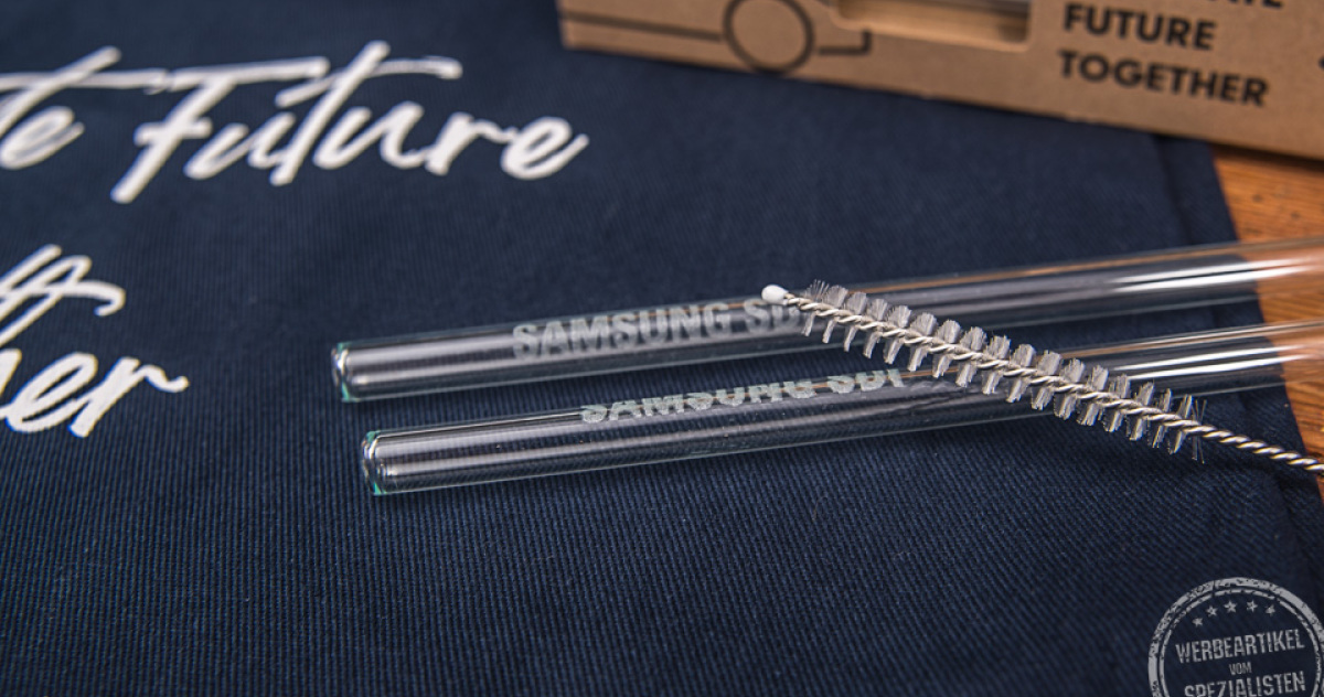 Glasstrohalme als Werbeartikel f&uuml;r Samsung