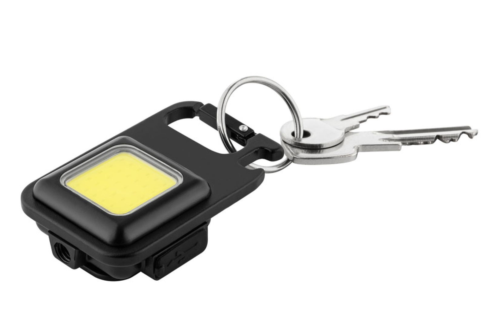 Mini Taschenlampe als Werbeartikel befestigt am Schlüsselanhänger. 