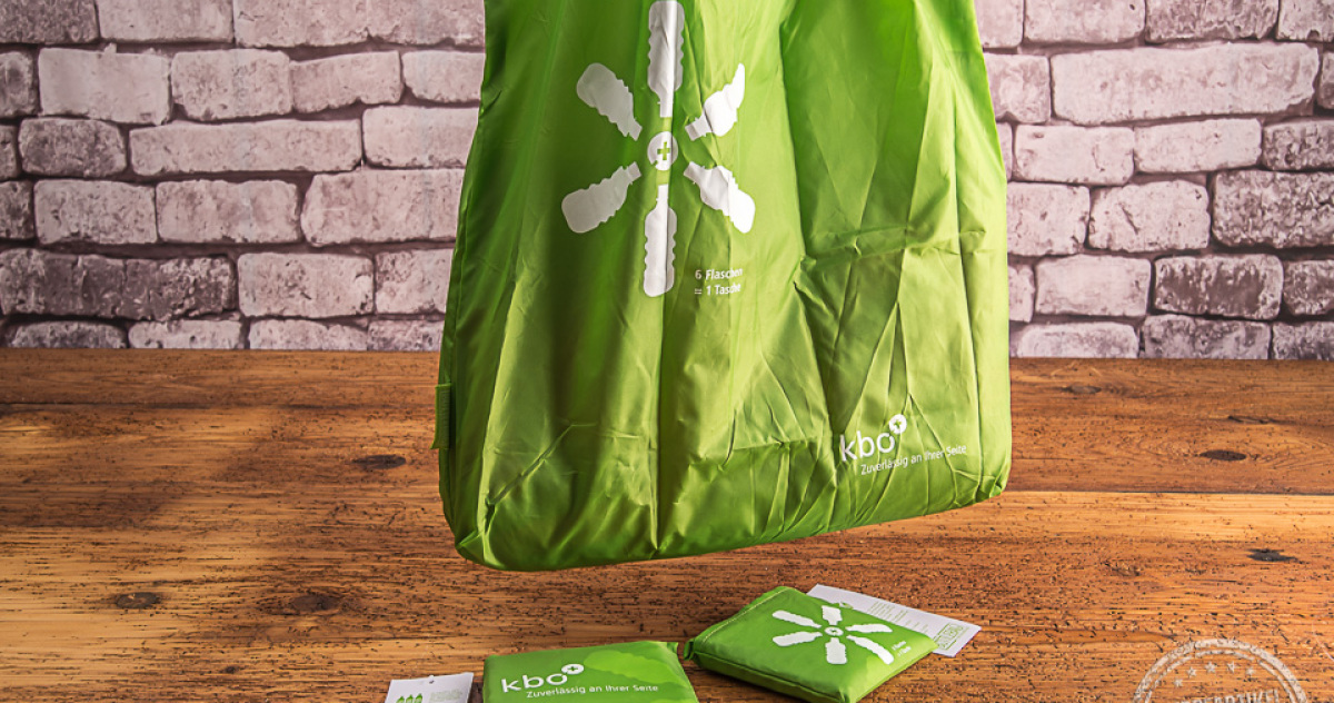 kbo kliniken Werbetasche klein zusammenfaltbar in gr&uuml;n 