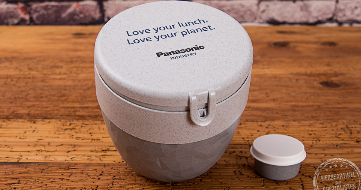 Bentobox mit Logodruck Panasonic als Werbegeschenk.