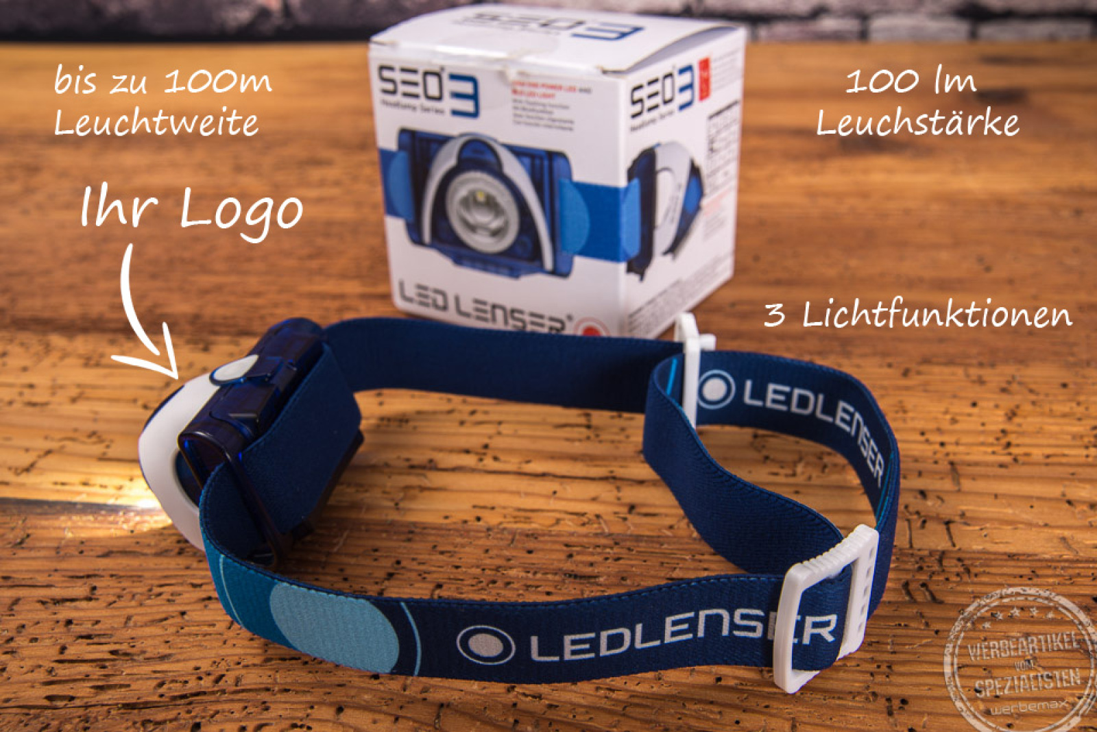 Logoanbringung LED Lenser Stirnlampe