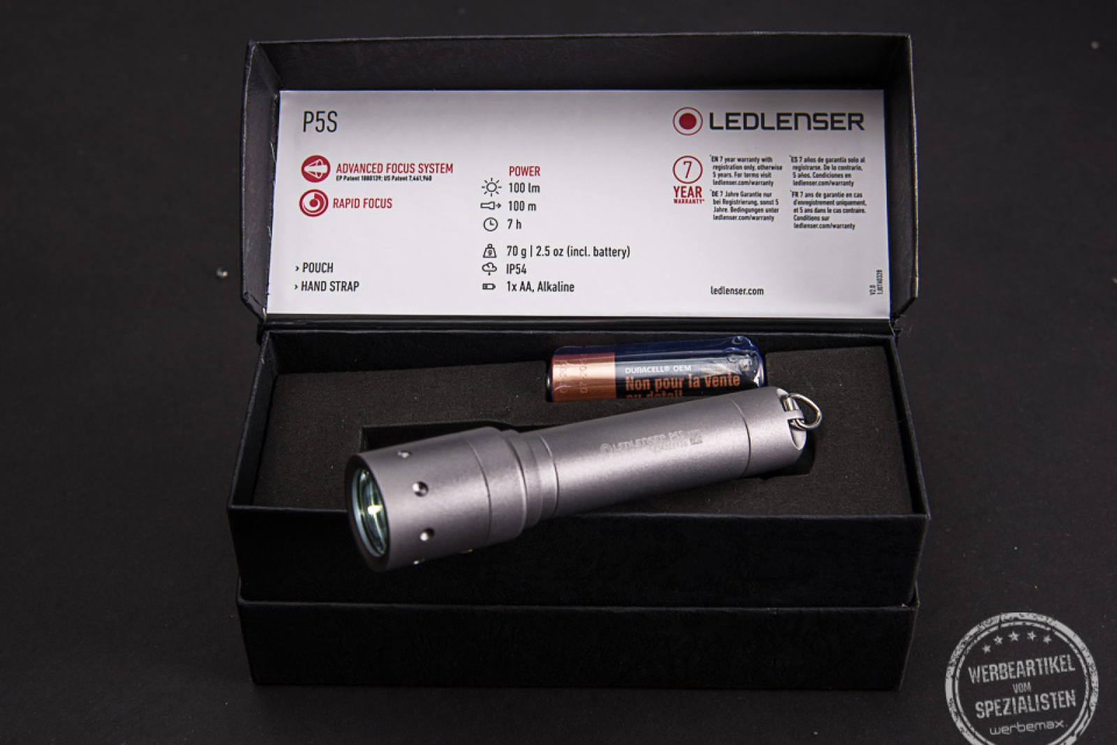 Taschenlampe P5S von LED Lenser mit Lasergravur