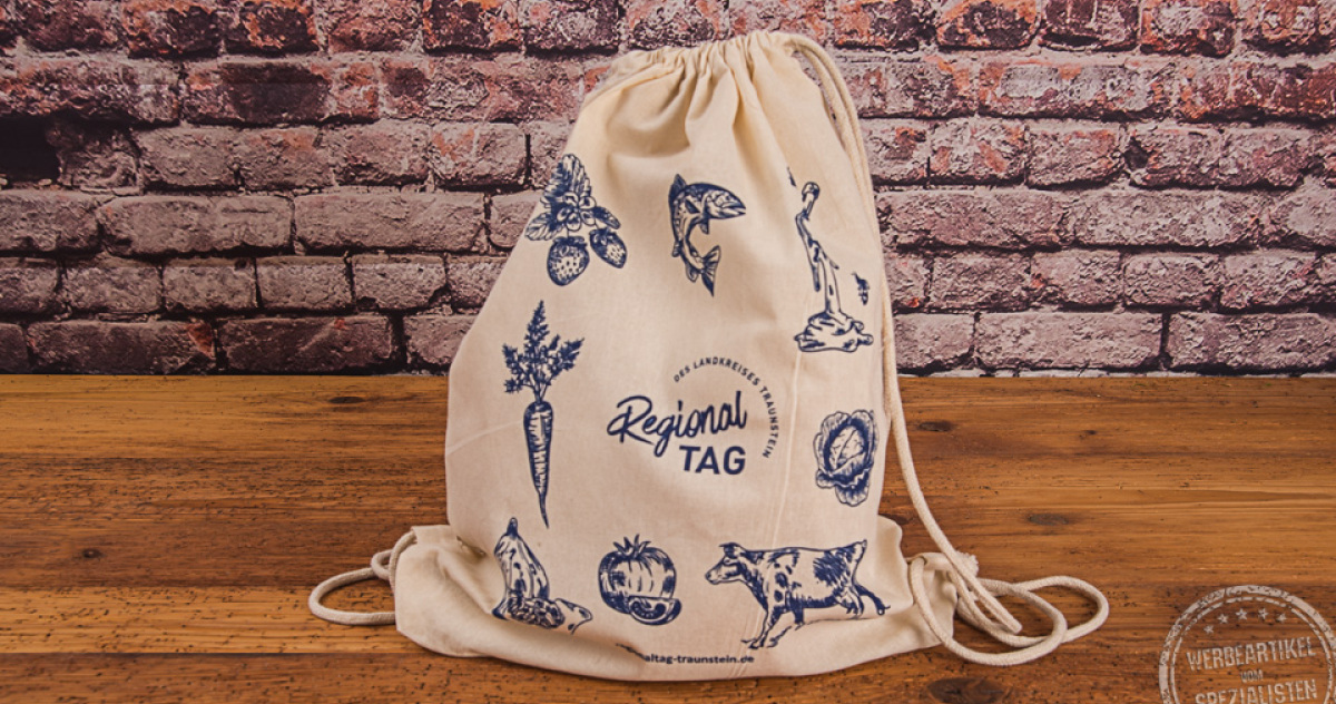 Zugbeutel mit einfarbigem Druck