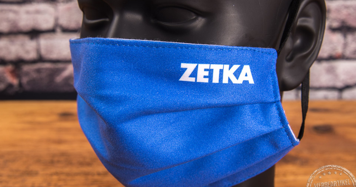 Mund-Nasen-Maske mit Logo Zetka als Streuartikel.