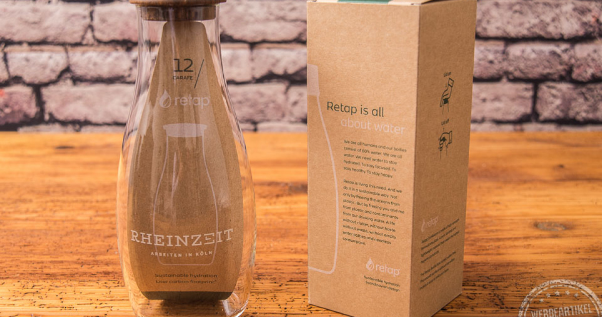 retap karaffe mit gravur f&uuml;r Leitungswasser inklusive Verpackung