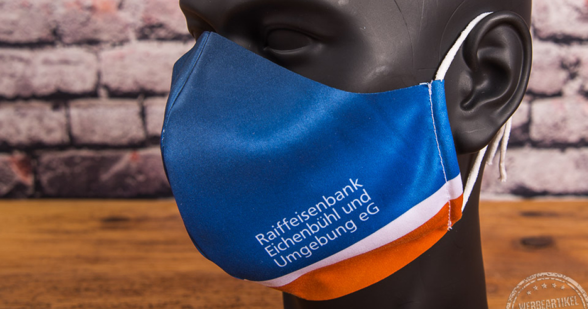 VR Bank Mund-Nasenmaske in blau und orange