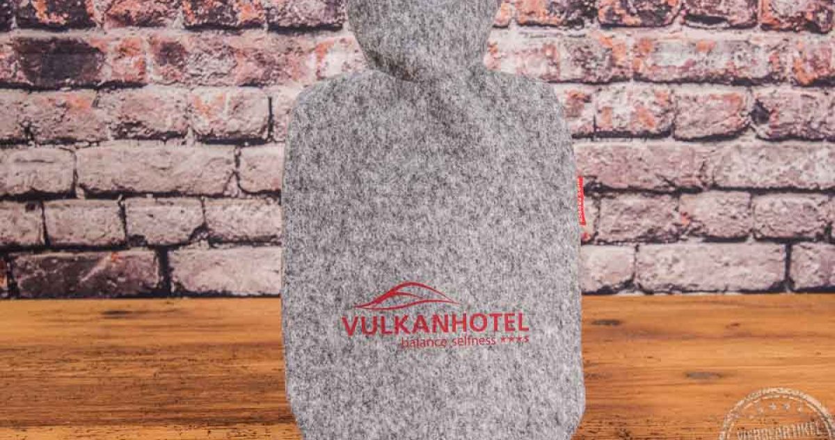 Wärmflasche mit Logodruck für Hotels