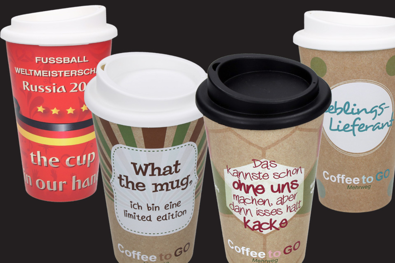 bedruckte Kaffeebecher aus Kunststoff als Werbeartikel
