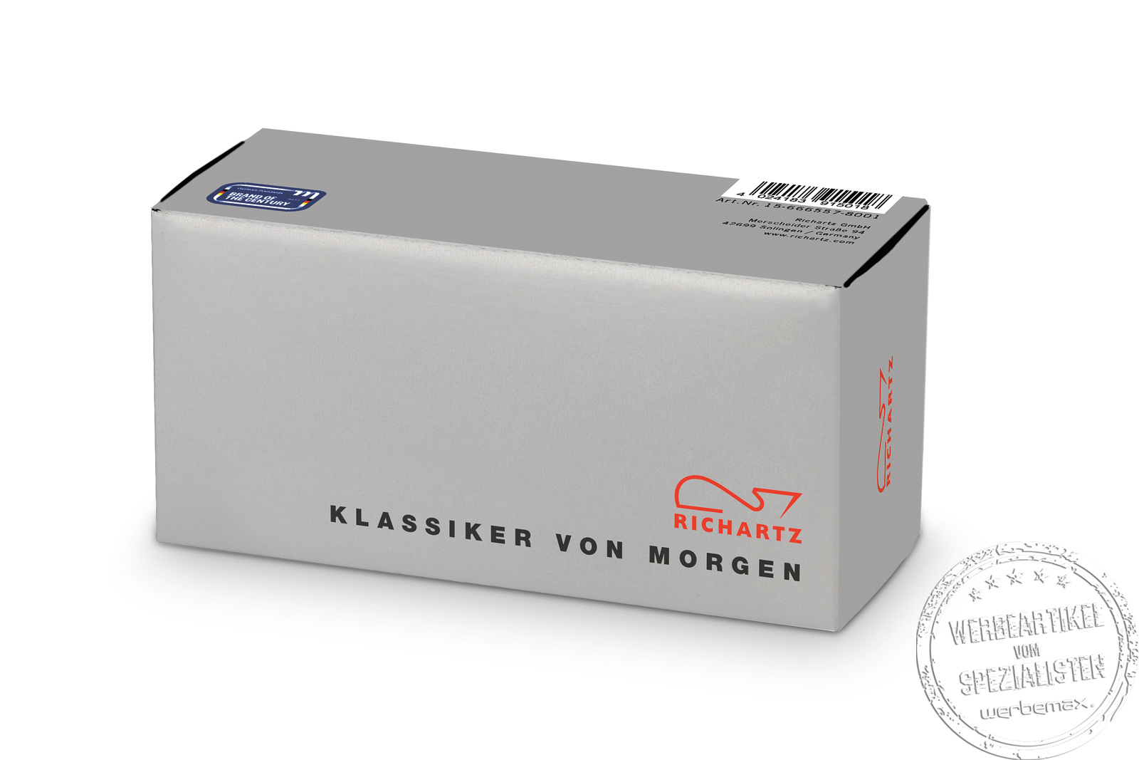 silberfarbene Kartonverpackung für das Richartz Multitool Struktura