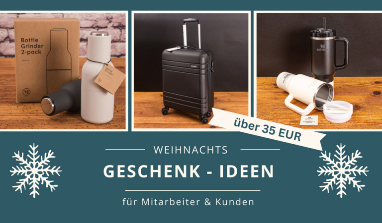 Weihnachtsgeschenk-Ideen für Mitarbeiter und Kunden über 35 EUR.