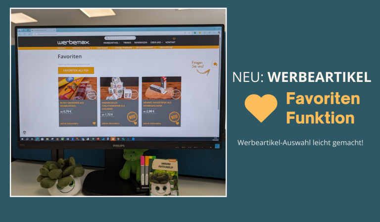 werbemax Favoriten Funktion auf einem werbemax Bildschirm angezeigt.