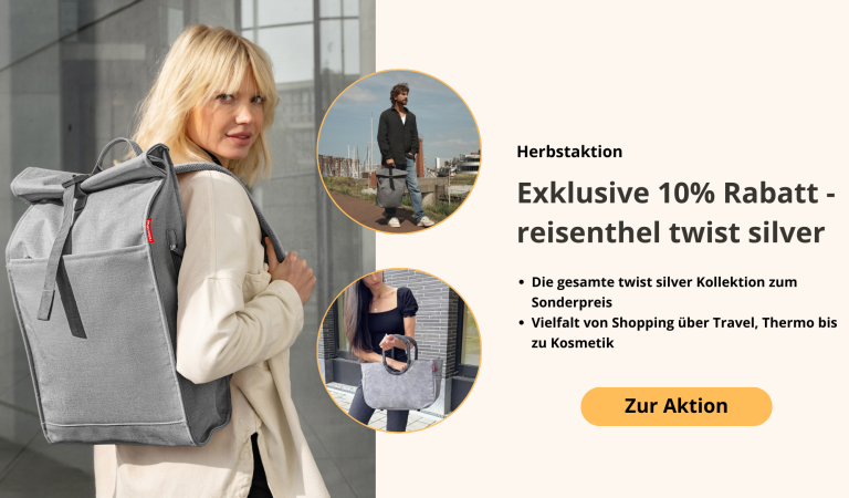 reisenthel twist silver Kollektion – stilvolle Taschen, Rucksäcke und Shopper als exklusive Werbeartikel mit 10 % Rabatt Herbstaktion