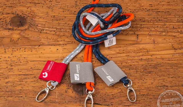 3 Lanyards Kordel als cooler Schl&uuml;sselanh&auml;nger mit Logo bedruckt 