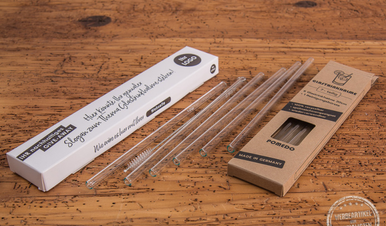 Glastrinkhalme als Werbeartikel 