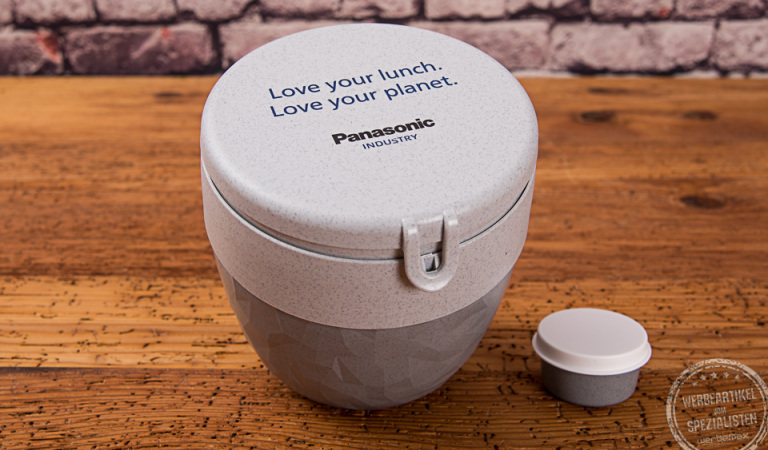 Bentobox mit Logodruck Panasonic als Werbegeschenk.