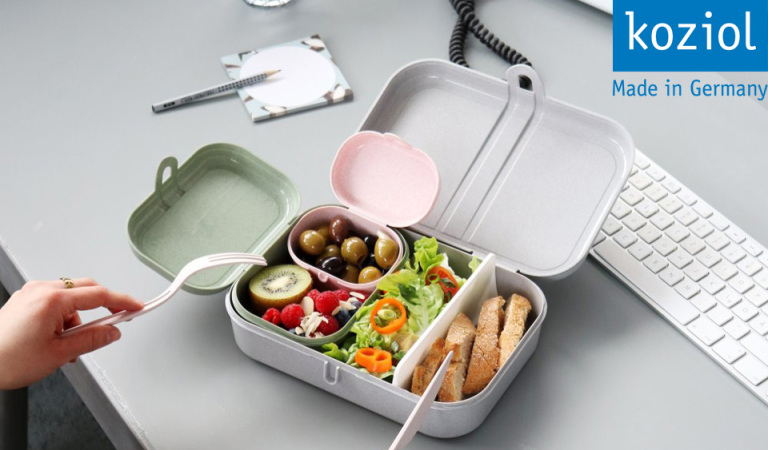 Koziol Lunchbox gefüllt mit Essen als Werbeartikel mit Logo bedrucken