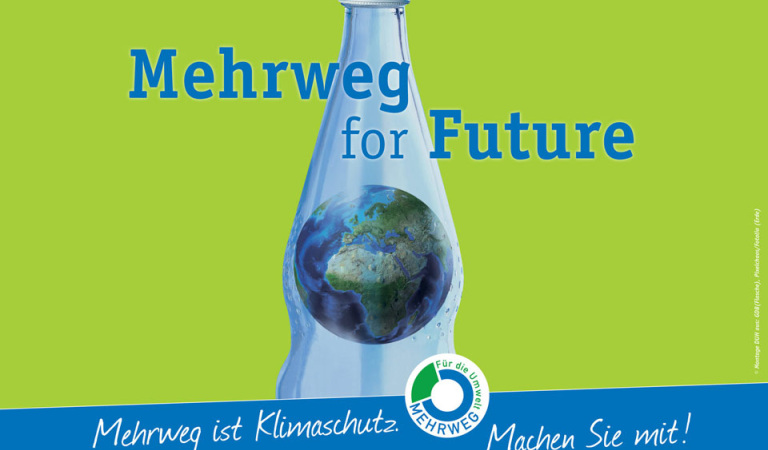Mehrweg Trinkflasche als Symbol f&uuml;r nachhaltige Werbeartikel