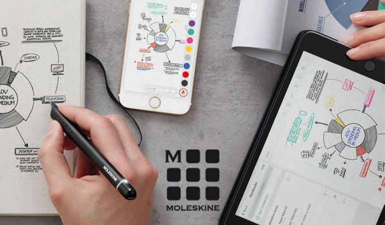 moleskine smart writing technologie schreibende Hand wird umgehend digitalisiert im Notizbuch