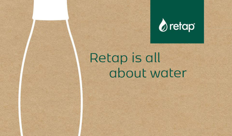 Glasflasche von Retap mit Logo veredelt als Werbeartikel