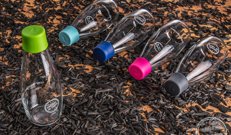 Retap Flasche mit farbigen Deckeln als Werbegeschenk