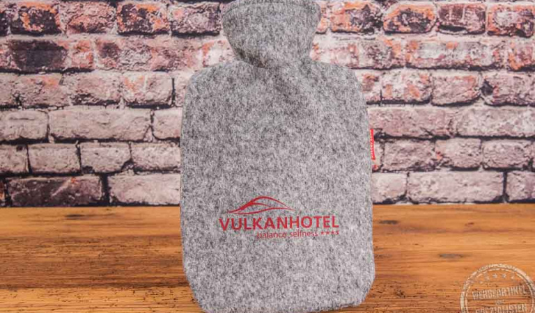 Wärmflasche mit Logodruck für Hotels