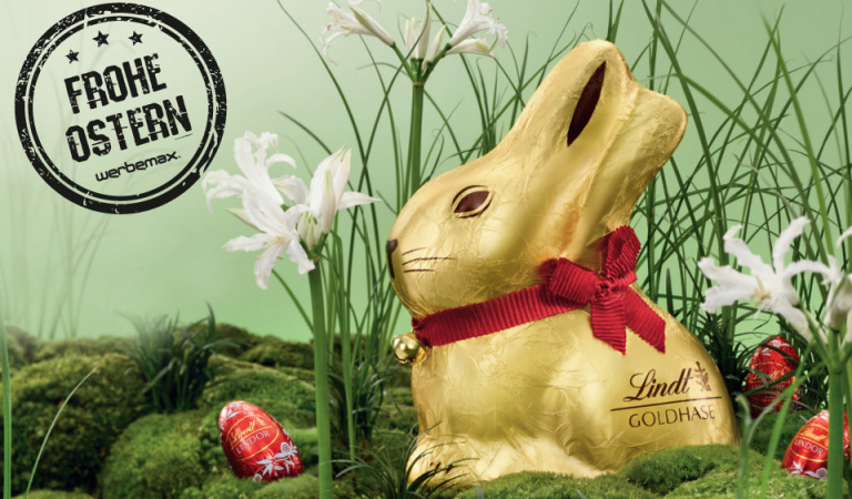 Frohe Ostern Lindt Osterhase Werbeartikel bei werbemax 