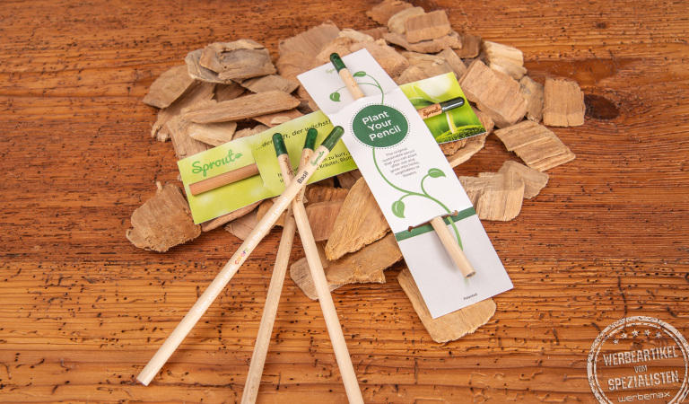 Nachhaltige Samenbleistifte von SPROUT mit individueller Werbeanbringung.