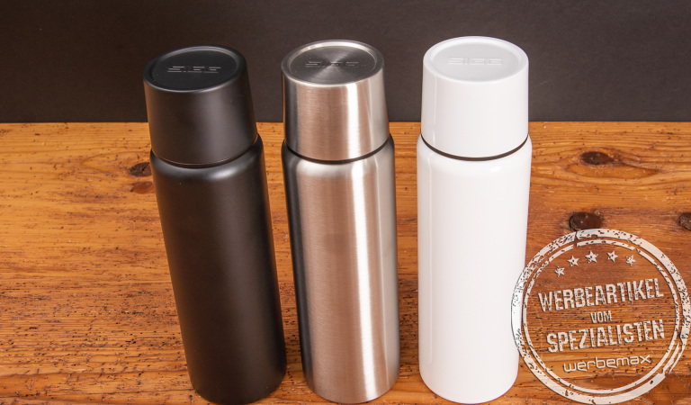 Thermosflasche von Sigg mit 750ml Volumen in 3 Farben schwarz, silber, weiß 