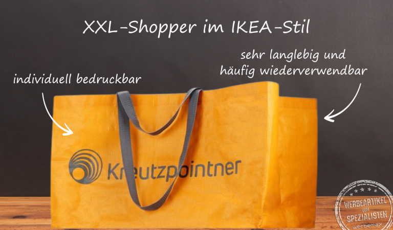 XXL Einkaufstasche mit Logodruck als Messe-Giveaway.