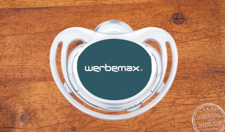 NUK Werbeschnuller mit Logo werbemax als Werbegeschenk.