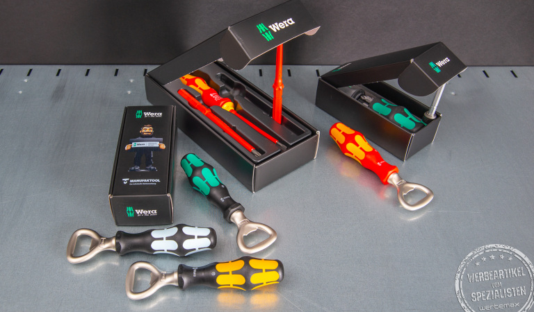 WERA Markenwerkzeuge mit Logo als Werbegeschenke für Kunden.