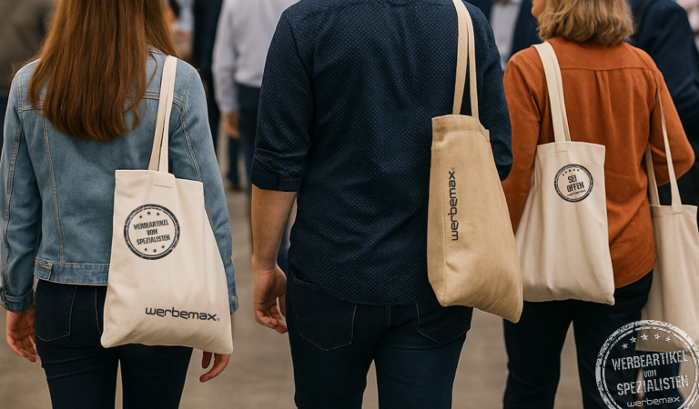 Messetaschen als Werbeträger mit Logodruck.