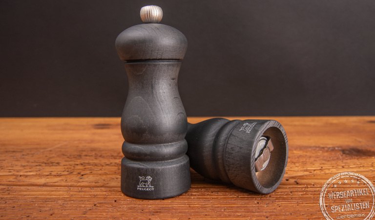 Mühlenset Clermont Duo von Peugeot aus Holz mit Logodruck als hochwertiges Werbegeschenk