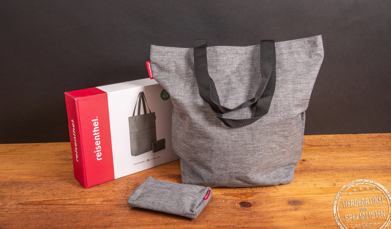 Reisenthel Cityshopper 2 Set Twist Silver mit Verpackung – nachhaltiger Werbeartikel im Geschenk-Set.