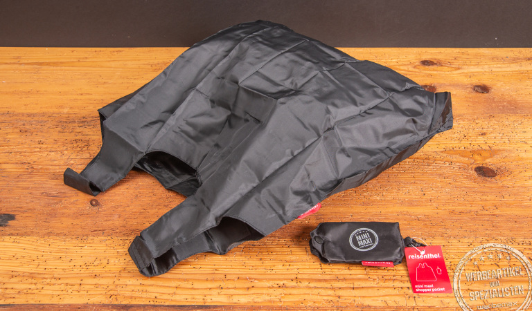 Faltbarer reisenthel Mini Maxi Shopper Pocket – Einkaufstasche in Schwarz mit praktischer Hülle, ideal bedruckbar als Werbeartikel bei werbemax.