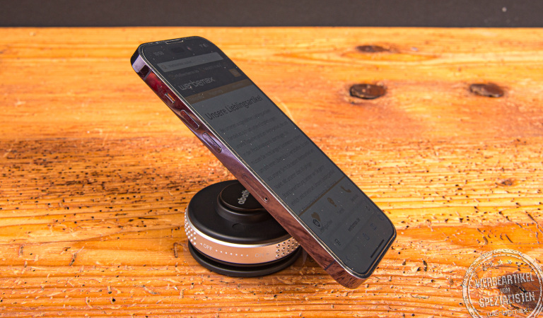 Magnetische Handyhalterung MagHolder Style mit Ringdesign und Vakuum-Saugnapf, stabile MagSafe Smartphonehalterung als Werbegeschenk