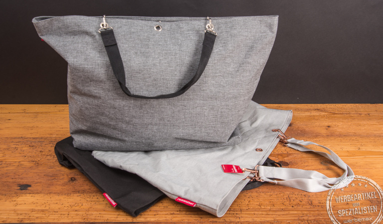 Reisenthel Shopper XL Taschen in twist silver, Schwarz und Herringbone – stilvolle, große Einkaufstaschen als hochwertige Werbegeschenke für Kunden und Mitarbeiter, ideal für Alltag, Shopping und Markenpräsenz.