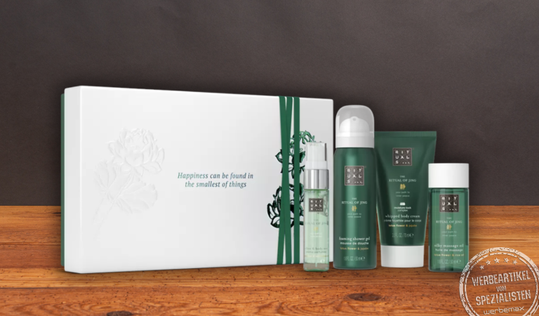 Rituals Jing Geschenkset mit hochwertiger Geschenkbox und Pflegeprodukten als stilvolles Mitarbeitergeschenk.