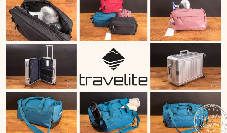 Travelite Kulturtaschen, Reisetaschen und Aluminium-Trolley als hochwertige Marken-Werbeartikel für Unternehmen und Mitarbeitergeschenke.