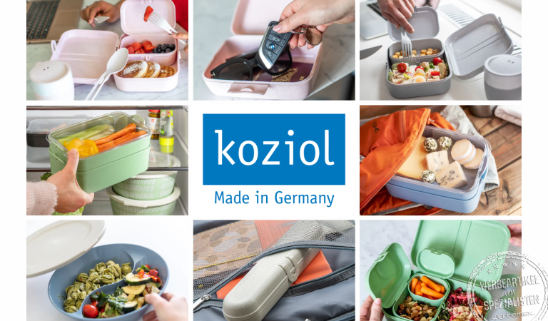 koziol Design Made in Germany &ndash; nachhaltige Werbeartikel wie Lunchboxen, Bentoboxen und Mehrwegbecher im Einsatz.