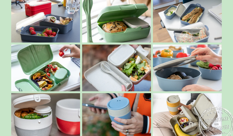 koziol To Go Werbeartikel mit Lunchboxen, Meal Prep Boxen und Mehrwegbechern mit Logo als nachhaltige Werbegeschenke.