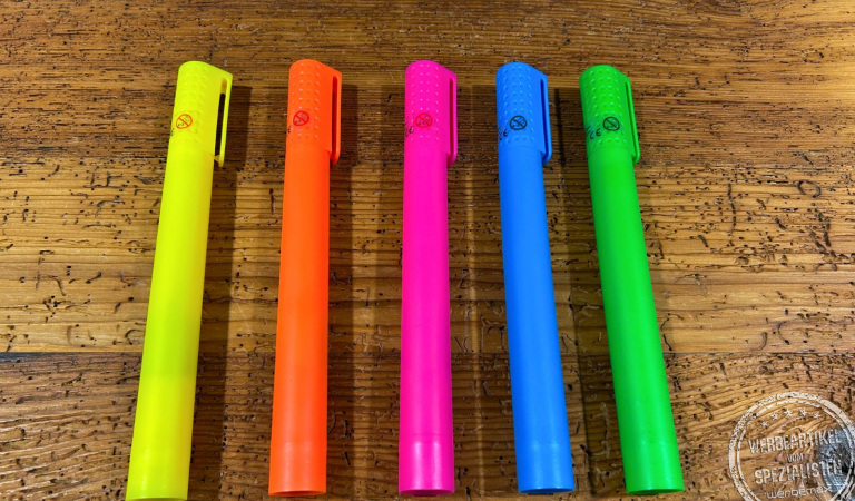 Bunte Jumbo Textmarker mit duftender Tinte &ndash; gro&szlig;e Werbeartikel und Messe-Giveaways, die auffallen und im Alltag genutzt werden