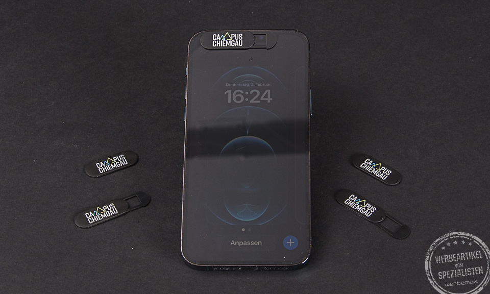 Webcam Cover als Werbeartikel mit Logo Referenz Campus Chiemgau .