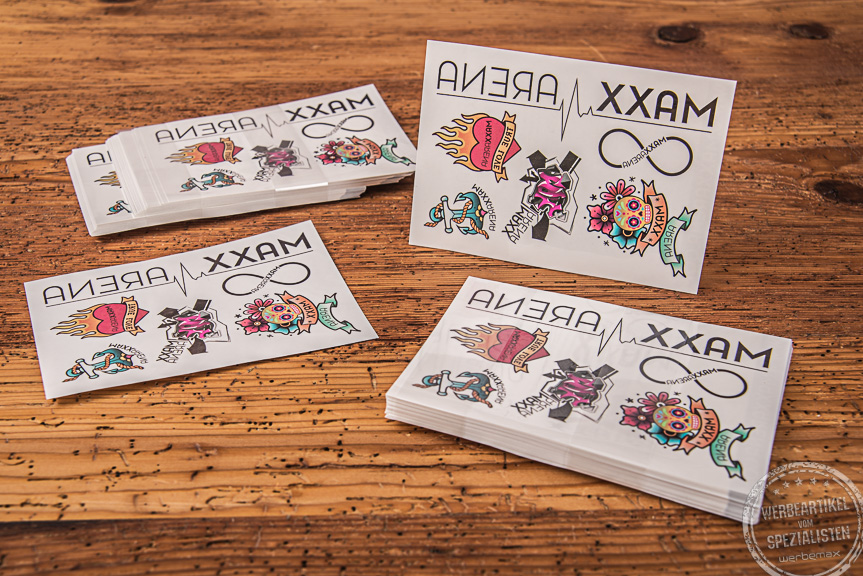 Klebetattoos mit Logo MaxxArena